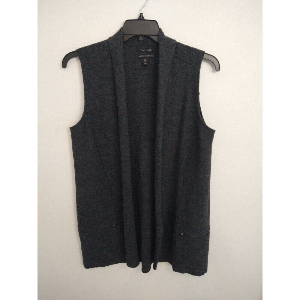 Tahari 100% Merino Wool Sleeveless Dark gray medium vest